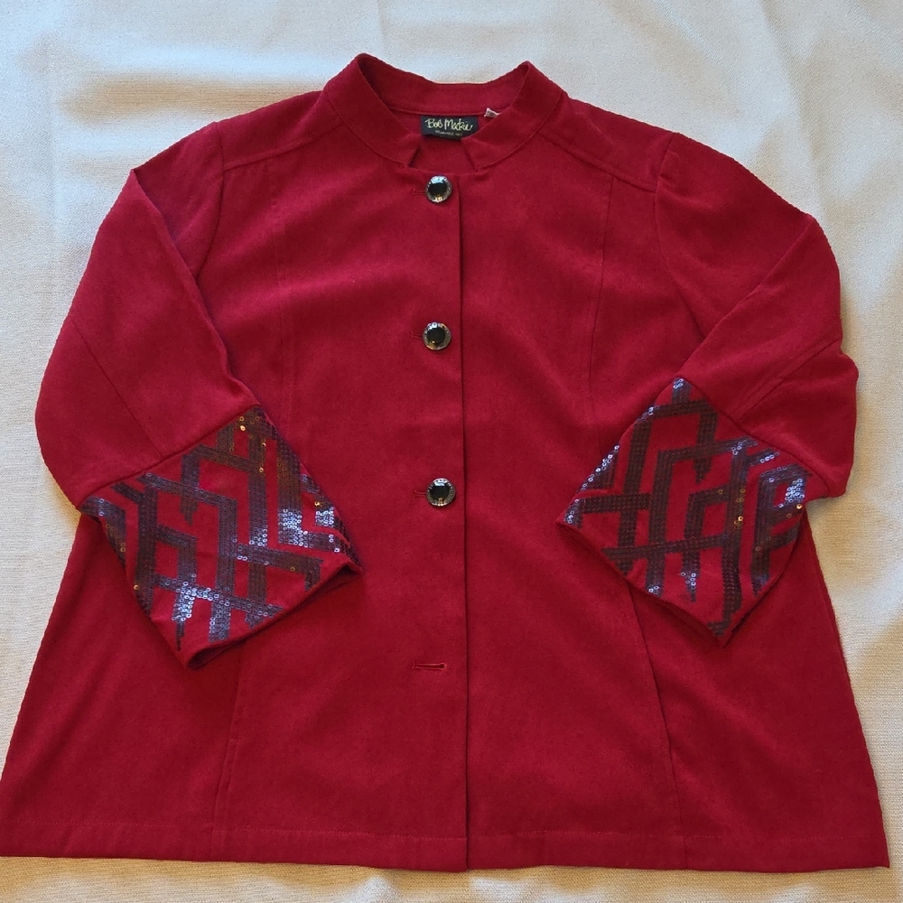 Bob Mackie Red Kids Cape with Patterned Cuffs